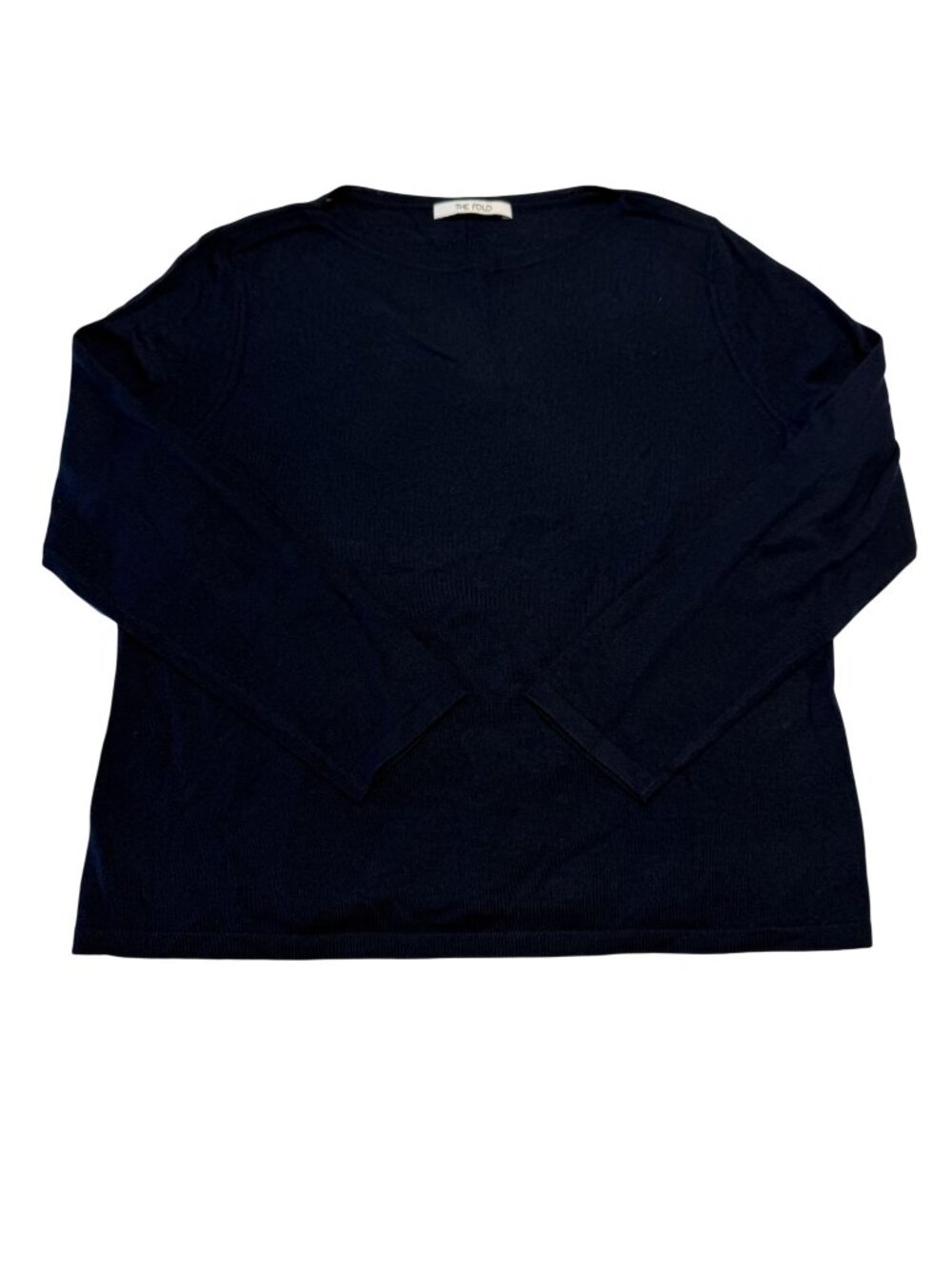 The Fold Black Navy 100% Merino Wool Knit Sweater Women's Size Large L